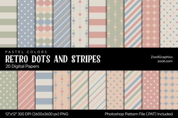 Download Retro Dots and Stripes Digital Papers - Paper Collection