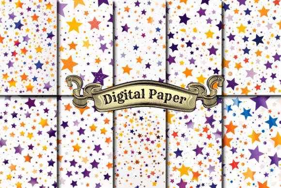 Download Confetti Stars Digital Paper Pack - Paper Collection