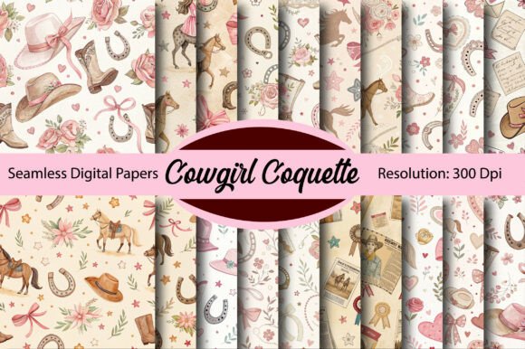 Download Cowgirl Coquette Seamless Digital Paper - Paper Collection