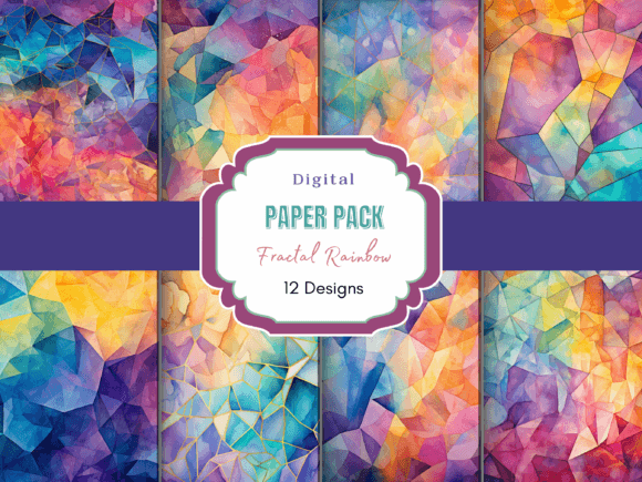 Download Fractal Rainbow Pattern Digital Paper - Paper Collection