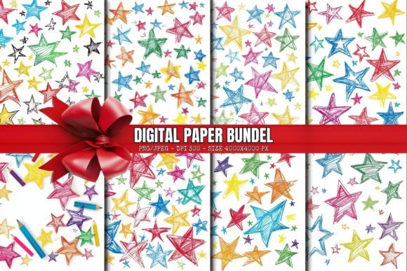Download Confetti Stars Digital Paper Pack - Paper Collection