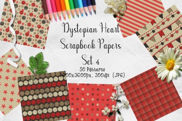 Download Dystopian Heart Scrapbook Paper Set 4 - Paper Collection