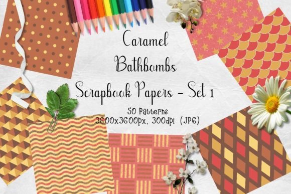 Download Caramel Bathbombs Scrapbook Paper Set - Paper Collection