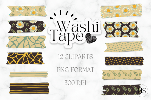 Download 12 Cute Flowers Washi Tape PNG Bundle - Cute flowers Collection
