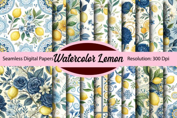 Download Watercolor Lemon Seamless Digital Paper - Paper Collection