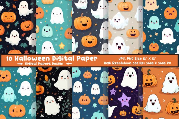 Download Halloween Pattern Digital Paper Pack - Paper Collection