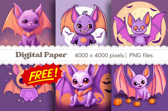 Download 6 Freebie Halloween Bat Digital Paper - Paper Collection