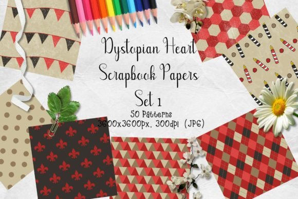 Download Dystopian Heart Scrapbook Paper Set 1 - Paper Collection