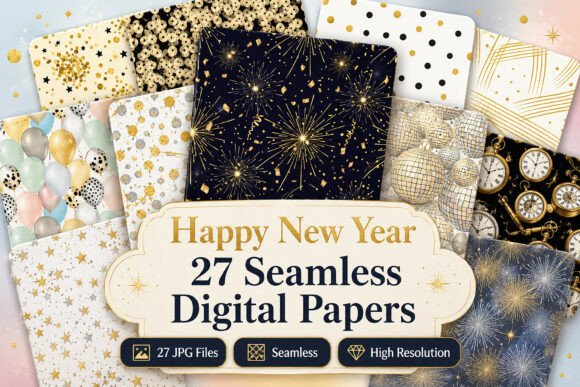 Download Happy New Year Seamless Papers Set - Paper Collection