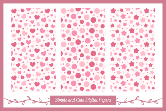 Download Seamless Dots Hearts Stars Digital Paper - Paper Collection
