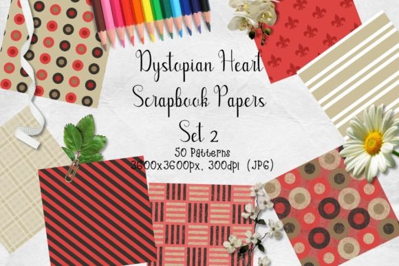 Download Dystopian Heart Scrapbook Paper Set 2 - Paper Collection