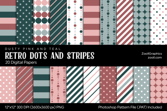 Download Retro Dots and Stripes Digital Papers - Paper Collection