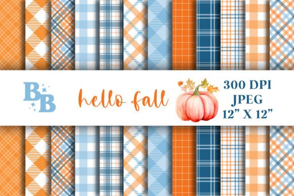Download 12" Hello Fall Digital Papers Orange Blu - Paper Collection