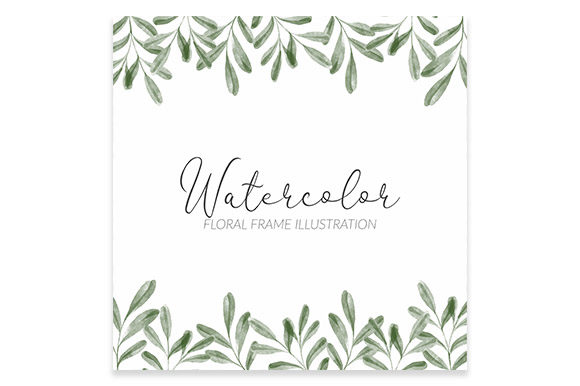 Download Watercolor Green Leaf Square Frame - Green leaf Collection