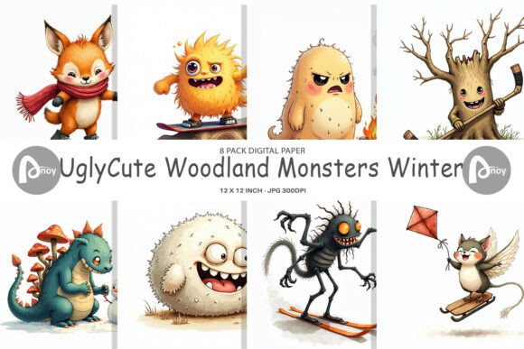 Download UglyCute Winter Sports Digital Paper - Paper Collection
