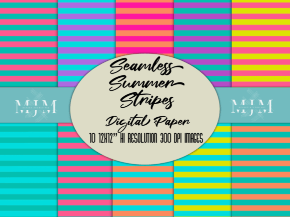 Download Summer Stripes Digital Papers Set - Paper Collection