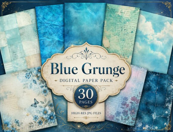 Download Dark Blue Watercolor Digital Paper Pack - Paper Collection