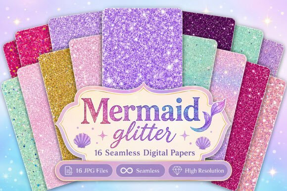 Download Mermaid Glitter Digital Papers - Paper Collection