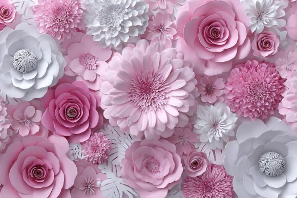 Download 3D Paper Flower Pink White Background - Paper Collection