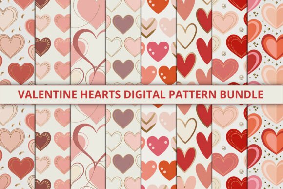 Download Valentine Hearts Digital Pattern Bundle - Valentine Collection