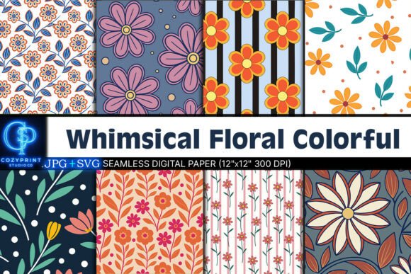 Download Whimsical Floral Colorful Digital Paper - Paper Collection