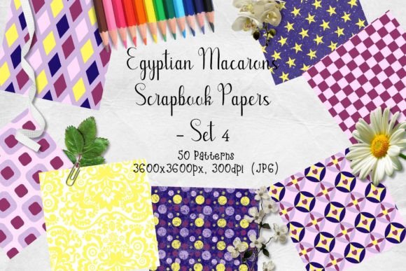 Download Egyptian Macarons Scrapbook Paper Set 4 - Paper Collection