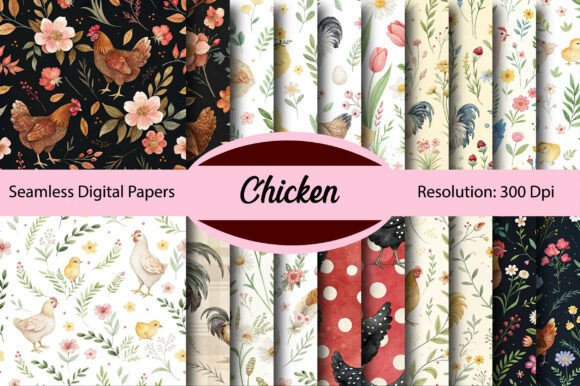 Download Chicken Seamless Digital Paper - Paper Collection