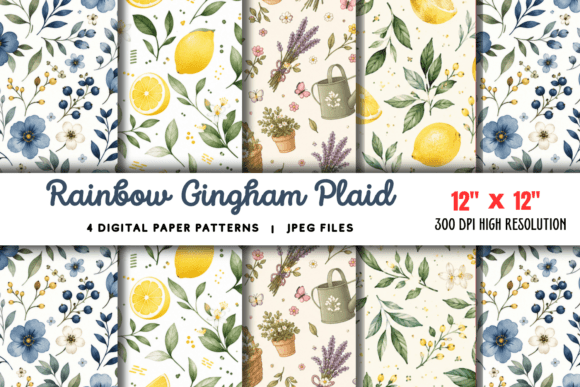 Download Rainbow Gingham Plaid Digital Paper - Paper Collection