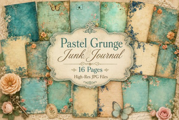 Download Vintage Teal Floral Paper Pack - Paper Collection