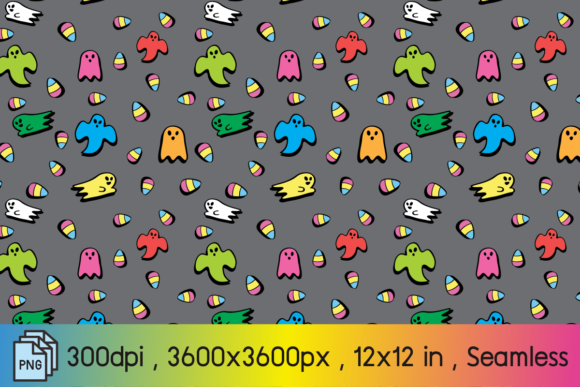 Download Candy Corn Ghost Colorful Digital Paper - Paper Collection