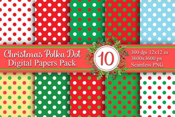 Download Christmas Digital Paper Xmas Polka Dot - Paper Collection