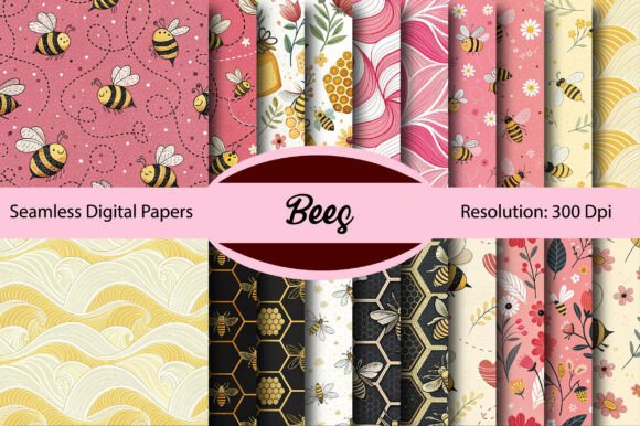 Download Bees Seamless Digital Paper - Paper Collection