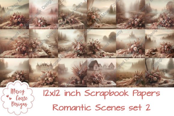 Download Set 2 Romantic Scenes 12x12 Inch Papers - Paper Collection