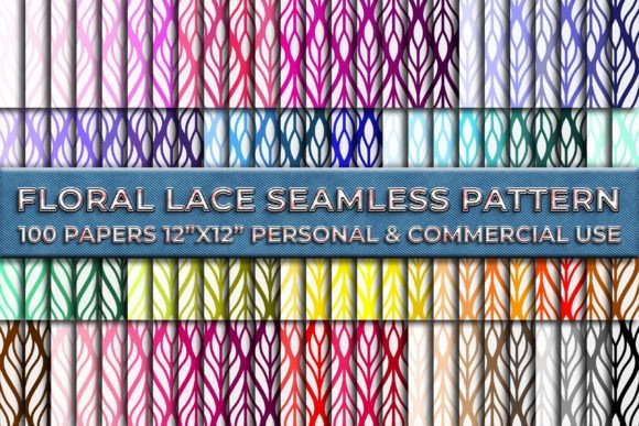Download Floral Lace 100 Colorful Digital Paper - Paper Collection