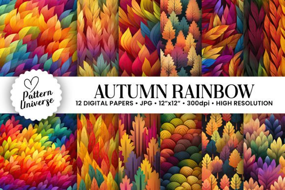 Download Autumn Rainbow Pattern Digital Papers - Paper Collection