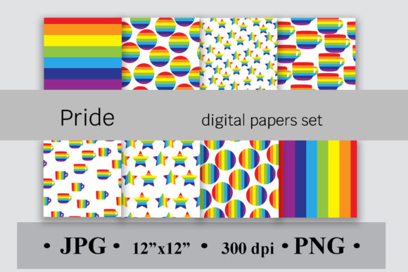 Download Pride Digital Paper Set, Rainbow Pattern - Paper Collection