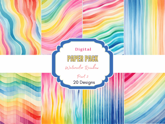 Download Watercolor Rainbow Pattern Digital Paper - Paper Collection