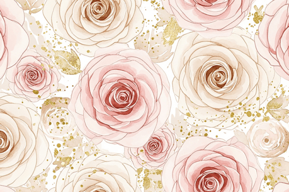 Download Pink Roses &amp; Gold on a White Background - White background Collection