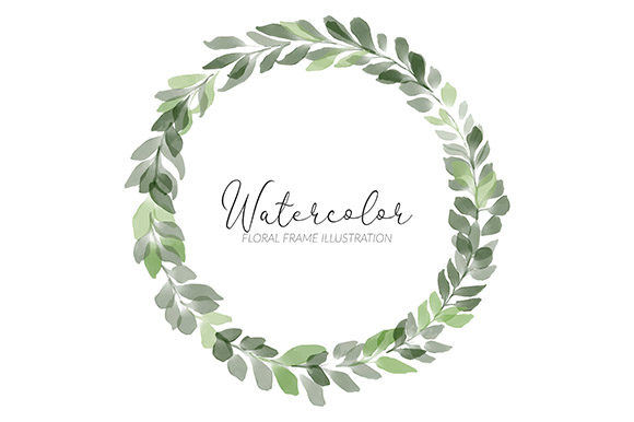 Download Watercolor Green Leaf Circle Wreath - Green leaf Collection