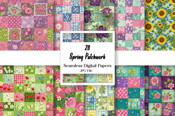 Download Spring Patchwork Seamless Digital Paper - Paper Collection