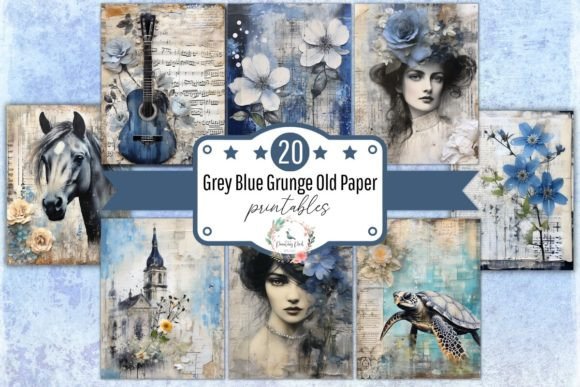 Download Grey Blue Grunge Vintage Digital Paper - Paper Collection