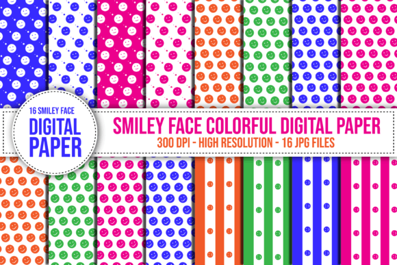 Download Smiley Face Colorful Digital Paper - Paper Collection
