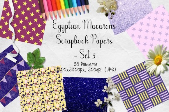 Download Egyptian Macarons Scrapbook Paper Set 5 - Paper Collection