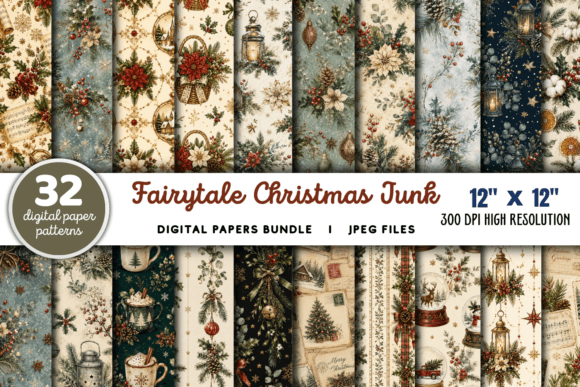 Download Fairytale Christmas Junk Journal Papers - Paper Collection