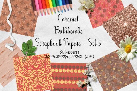 Download Caramel Bathbombs Scrapbook Paper Set 5 - Paper Collection