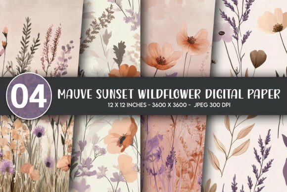 Download Mauve Sunset Wildflower Digital Paper - Paper Collection