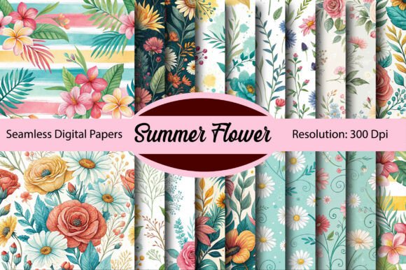 Download Summer Flower Seamless Digital Paper - Paper Collection