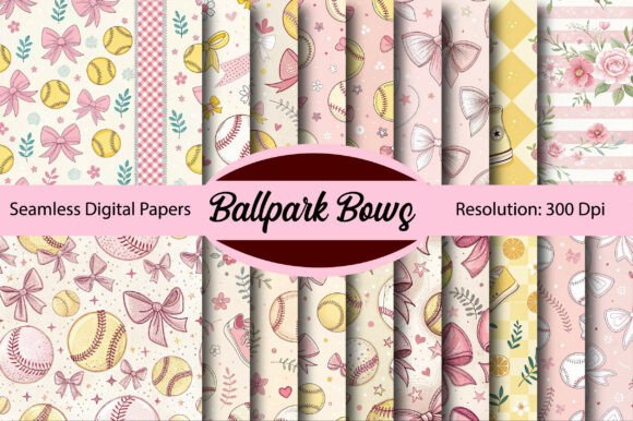 Download Ballpark Bows Sports Digital Paper - Paper Collection