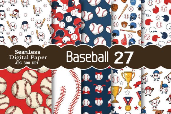 Download Seamless Baseball Digital Paper Bundle - Paper Collection