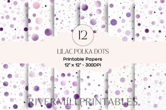 Download 12 Lilac Polka Dots Digital Papers - Paper Collection